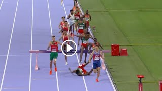 Lamecha Girma fall Moment at mens 3000m Steeplechase race  Paris Olympics 2024 [upl. by Mellette]