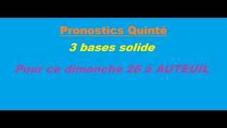 Pronostics PMU 3 bases incontournable dimanche 26 novembre AUTEUIL [upl. by Eiramana704]