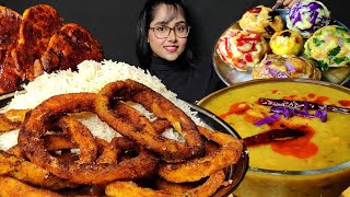 Eating Different types of Bharta Daal Veg Rings Pakoda  Big Bites  Asmr Eating  Mukbang [upl. by Eciralc631]