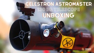 CELESTRON ASTROMASTER 130EQ REFLECTOR TELESCOPE  UNBOXING  SPACE ARCADE [upl. by Ecarg]