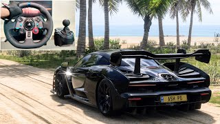 McLaren Senna  Forza Horizon 5 Steering Wheel  Shifter Gameplay [upl. by Aikemaj]