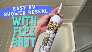 Easy RV Shower Reseal with Flex Shot  Replace Moldy Shower Caulk in a Fifth Wheel Shower [upl. by Nnairam620]