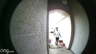 Caught on Ring Doorbell  Kid Trying to Steal Ring Doorbell [upl. by Bergmans]