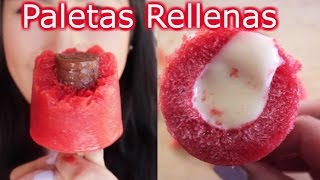 PALETAS RELLENAS DE NUTELLA Y LECHE CONDENSADA ♥FÁCILILSE GOMEZ [upl. by Adnawak742]