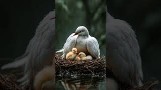 White Dove Shields Chicks from Intense Snowstorm dove rain mother trending [upl. by Ecneralc]