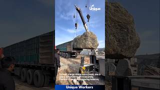 Loading a large stone into a truck  The workers do their job perfectly  machine shorts [upl. by Godrich]