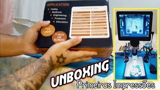 MICROSCÓPIO DIGITAL COM TELA HAYVE MODELO MD9  UNBOXING [upl. by Hanford]