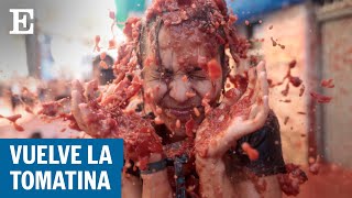 Tomatina 2022 130 toneladas de fruto en la esperada fiesta de Buñol  EL PAÍS [upl. by Redford613]