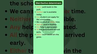 Distributive determiners  Determiners in English Grammar shorts [upl. by Rozamond]