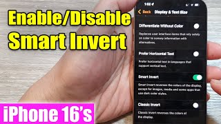 iPhone 1616 Pro Max How to EnableDisable Smart Invert [upl. by Honora]