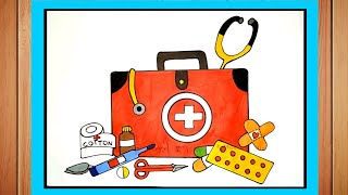 World First Aid Day Drawing  First Aid Box Drawing  First Aid Kit Drawing  First Aid Day Poster [upl. by Bronk]