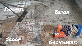 ZELF EEN FUNDERING MAKEN VAN BETON HOUTEN VLOER SLOPEN VLOER ISOLEREN EN BETONVLOER STORTEN [upl. by Nosraep843]