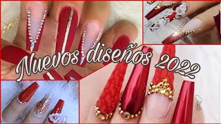 DISEÑOS DE UÑAS ACRÍLICAS PARA SAN VALENTÍN  UÑAS ACRÍLICAS ROJAS  NUEVOS DISEÑOS DE UÑAS 2022 [upl. by Oberg912]