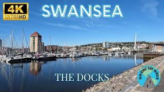 Swansea Docks and Marina 4k walking tour video September in Swansea Wales United Kingdom [upl. by Nohtan73]