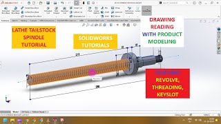 Tutorial Lathe Tailstock Assembly  Part 3 SPINDLE  Solidworks in Hindi 1080p learning skills [upl. by Ailak]