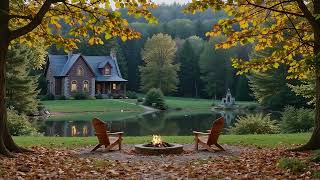 The Ultimate Autumn Retreat Experience Crackling Fire and Calming Lake Waves and Nature Sounds [upl. by Matti767]