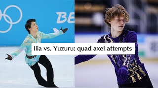 Yuzuru Hanyu and Ilia Malinin QUAD AXEL comparison and analysis [upl. by Aubrey12]