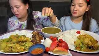 कालो दाल र पिडालुchincken सॅग मुलाmix pork fry jhol mukbang [upl. by Alemac]