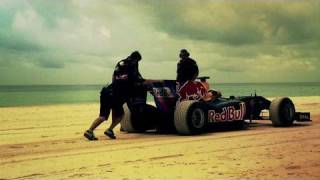 F1 car drives on sand  Logistics behind the Red Bull Beach Run [upl. by Ayn669]