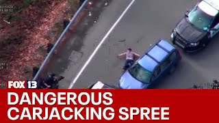 Aerial video shows dangerous carjacking spree police pursuit in Washington [upl. by Bowne999]