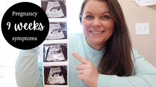 9 WEEKS PREGNANT  ULTRASOUND AND PREGNANCY SYMPTOMS  SNEAK PEEK TEST UPDATE [upl. by Skcirdnek720]