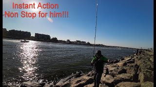 My 1ST Trip Fishing Manasquan Inlet New Jersey [upl. by Ennobe394]