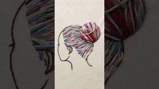 Updo Hair Embroidery with Leftover Floss shorts embroidery art reducereuserecycle [upl. by Palma]