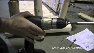 Log Porch Swing Assembly by LogFurniturePlacecom  Lakeland Mills Log Swing Assembly [upl. by Akcir655]