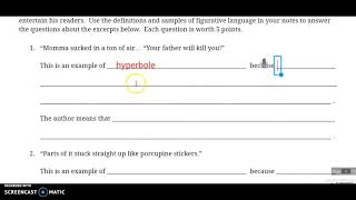 Watsons Go to Birmingham Ch 7 and 8 Figurative Language [upl. by Parry]