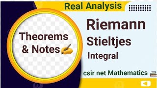 Riemann Stieltjes Integral lecture notes  Riemann Stieltjes Theorem msc  realanalysis [upl. by Loretta]