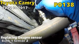 Toyota Camry P0138 Oxygen Sensor High Voltage Bank 1 Sensor 2  replacing downstream o2 sensor [upl. by Sairu]