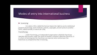 Modes of entry into international business  Tamil  business environment [upl. by Erb709]