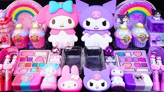 MyMelody vs Kuromi slime Mixing EyeshadowGlitter amp Random things into slime asmr satisfyingslime [upl. by Gustave]