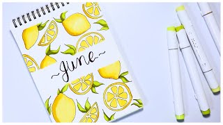 June Cover Page  Lemon Theme  Bullet Journal  Notebook Cover Design [upl. by Mauceri]