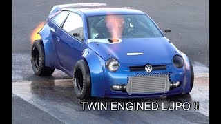 1800bhp TWIN ENGINED VW LUPO 14 MIle At Santa Pod Raceway [upl. by Arayt]