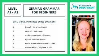 Lesson 12 OpenEnded amp ClosedEnded Questions  Learn German Grammar for Beginners A1  A2 [upl. by Manella]