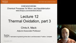 Lecture 12 CHE 323 Thermal Oxidation part 3 [upl. by Aztiley489]