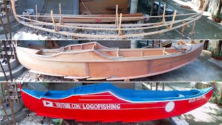 Making a Motor Boat 15 DAYS TIMELAPSE  Filipino Fisherman Build a Boat  Bangkang de Motor [upl. by Ltihcox]