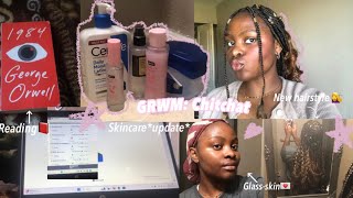 💌GRWMChitchat glassskin routine grwm for work reading Skincare routine French braids💌 [upl. by Yenar157]