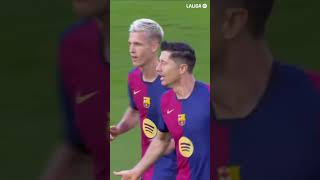 Goal machine 🤖 fcbarcelona laligahighlights lewandowski shorts [upl. by Oicnerolf]