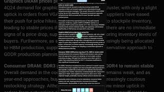 Average Price of Overall DRAM Projected to Rise 8–13 in 4Q24 Marked Deceleration Compared to 3Q24 [upl. by Osanna]