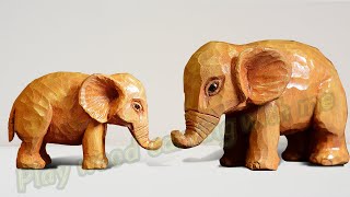 Wood Carving Animals How to Carve a Cute Baby Ele [upl. by Kentigerma]