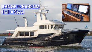 €2495M STEEL Liveaboard Trawler Yacht FOR SALE  Delfino 64 [upl. by Annaear852]