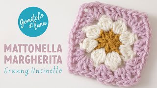 🌼 Mattonella Granny Square con fiore Margherita 🌼 [upl. by Neehahs483]