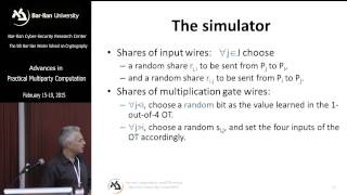 The GMW Multi Party Protocols and Oblivious Transfer Extension  Prof Benny Pinkas [upl. by Russia]