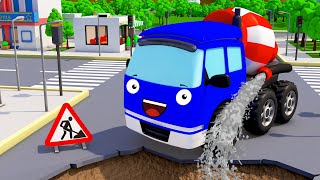 Cement Mixer Truck Excavator in the City  Construction Vehicles  Bip Bip Cars amp Trucks for Kids [upl. by Montanez]