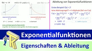 Exponentialfunktionen  Eigenschaften Darstellungsformen Ableitungen Halbwertszeit [upl. by Damle970]