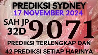 PREDIKSI SIDNEY HARI INI 17 NOVEMBER 2024  BOCORAN SYDNEY MALAM INI  RUMUSAN SDY JITU TERBARU [upl. by Eednak]