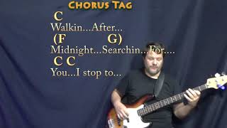 Walkin After Midnight Patsy Cline Bass Guitar Cover Lesson in C with ChordsLyrics  R 3 5 3 [upl. by Nide]