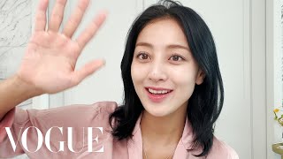 TWICEs JIHYO on Skin Care amp Soft Blush Makeup  Beauty Secrets  Vogue [upl. by Natsyrk]